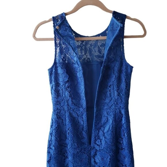 J Crew Party Cocktail Evening Lace Pencil Dress Sleeveless Royal Blue - Picture 4 of 10